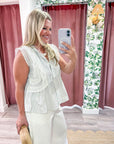 Harbor Heirloom Top-White/Gray