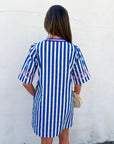 Riviera Maya Embroidered Shift Dress-Blue