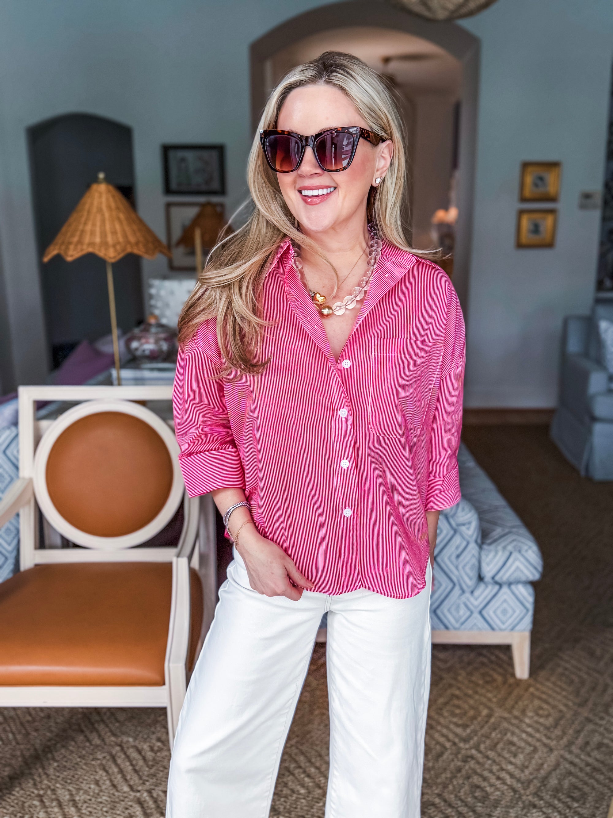 The Bellemar Striped Top- Red