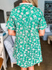 Garden Girl Floral Mini Dress-Green