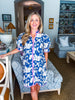 Tropical Villa Mini Dress-Slate Blue