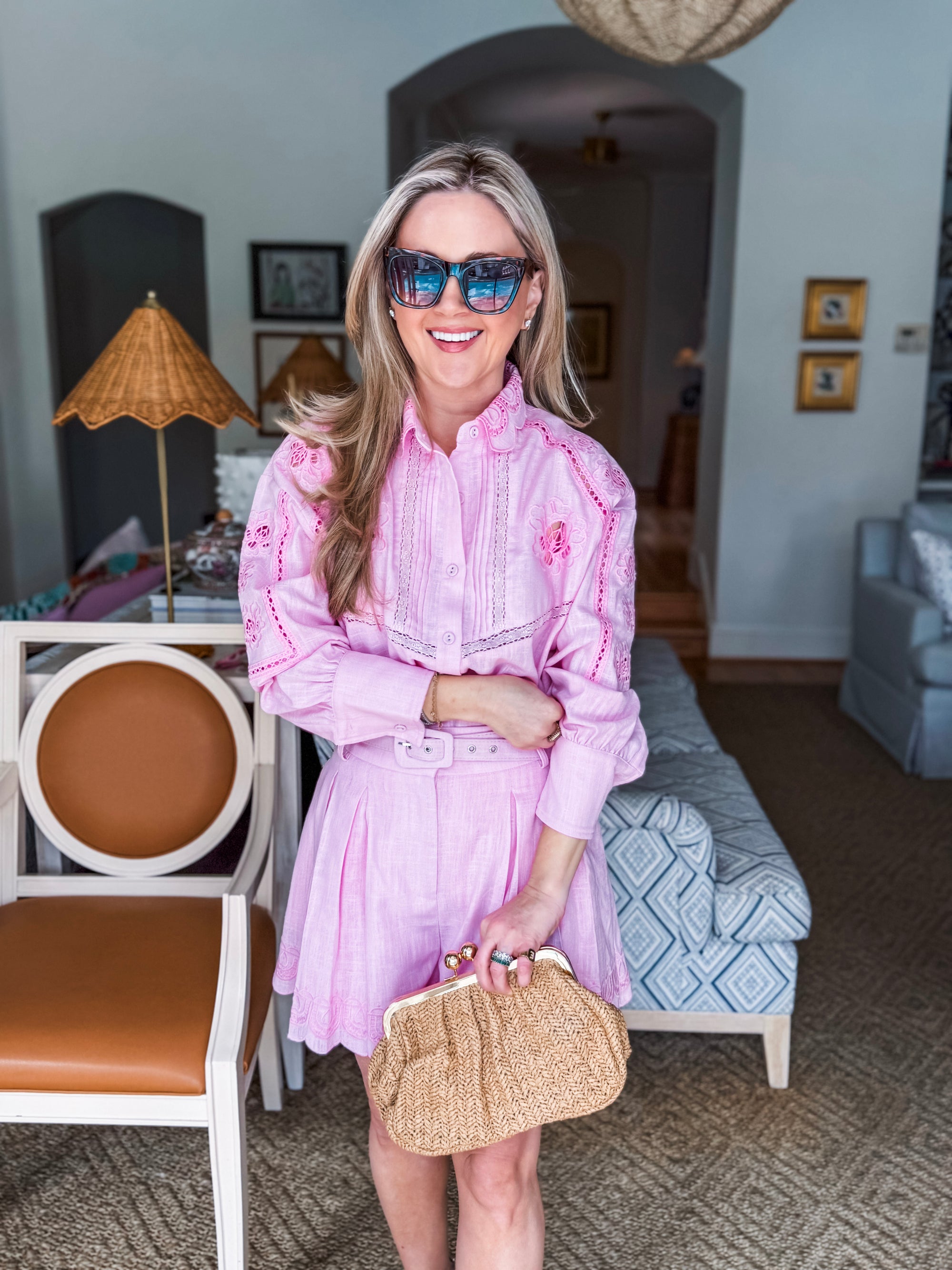 Western Romance Short Set-Pink