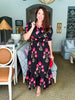 Simply Lovely Floral Midi Dress-Black