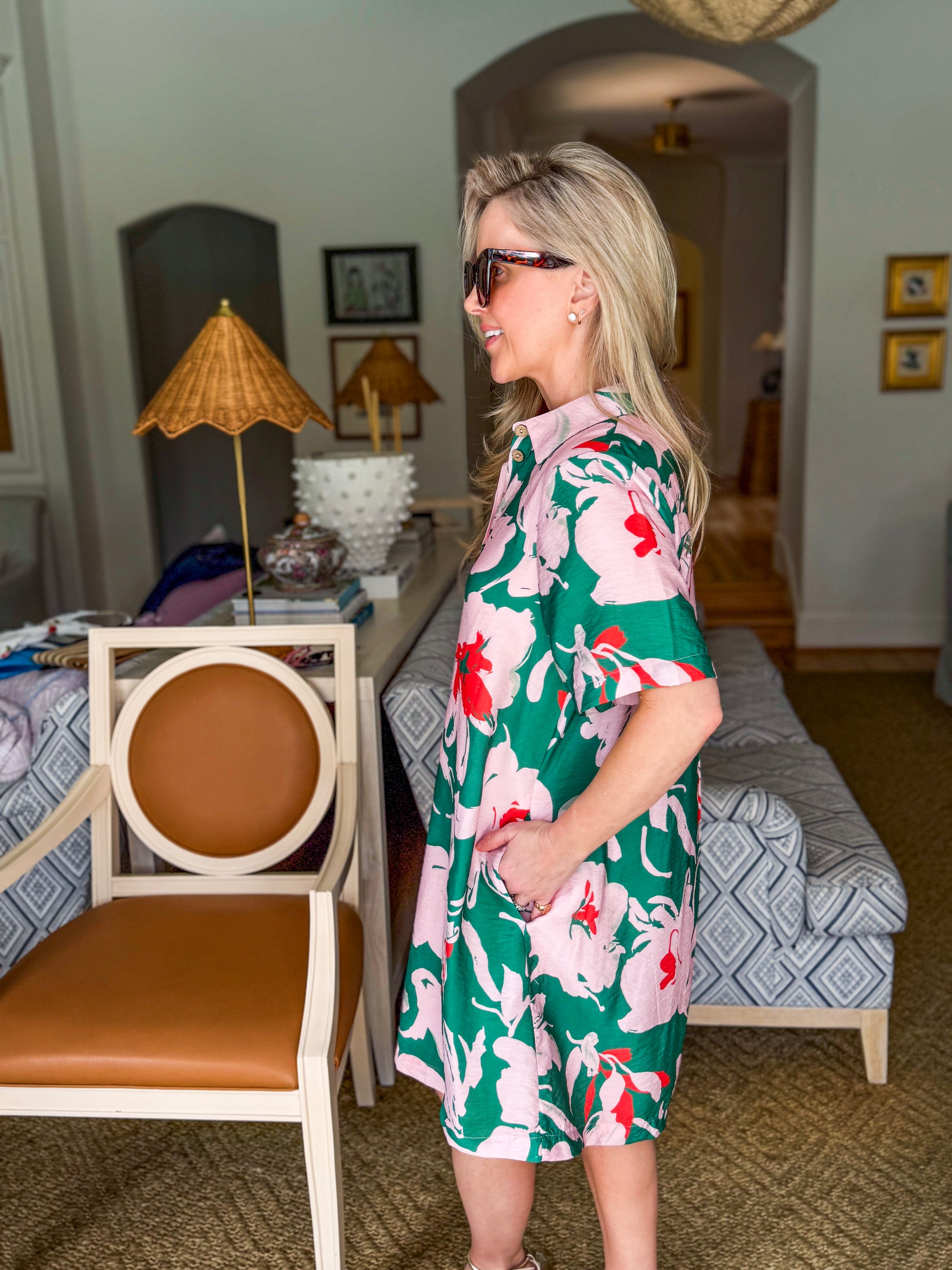 PREORDER: Tropical Paradise Floral Shirt Dress