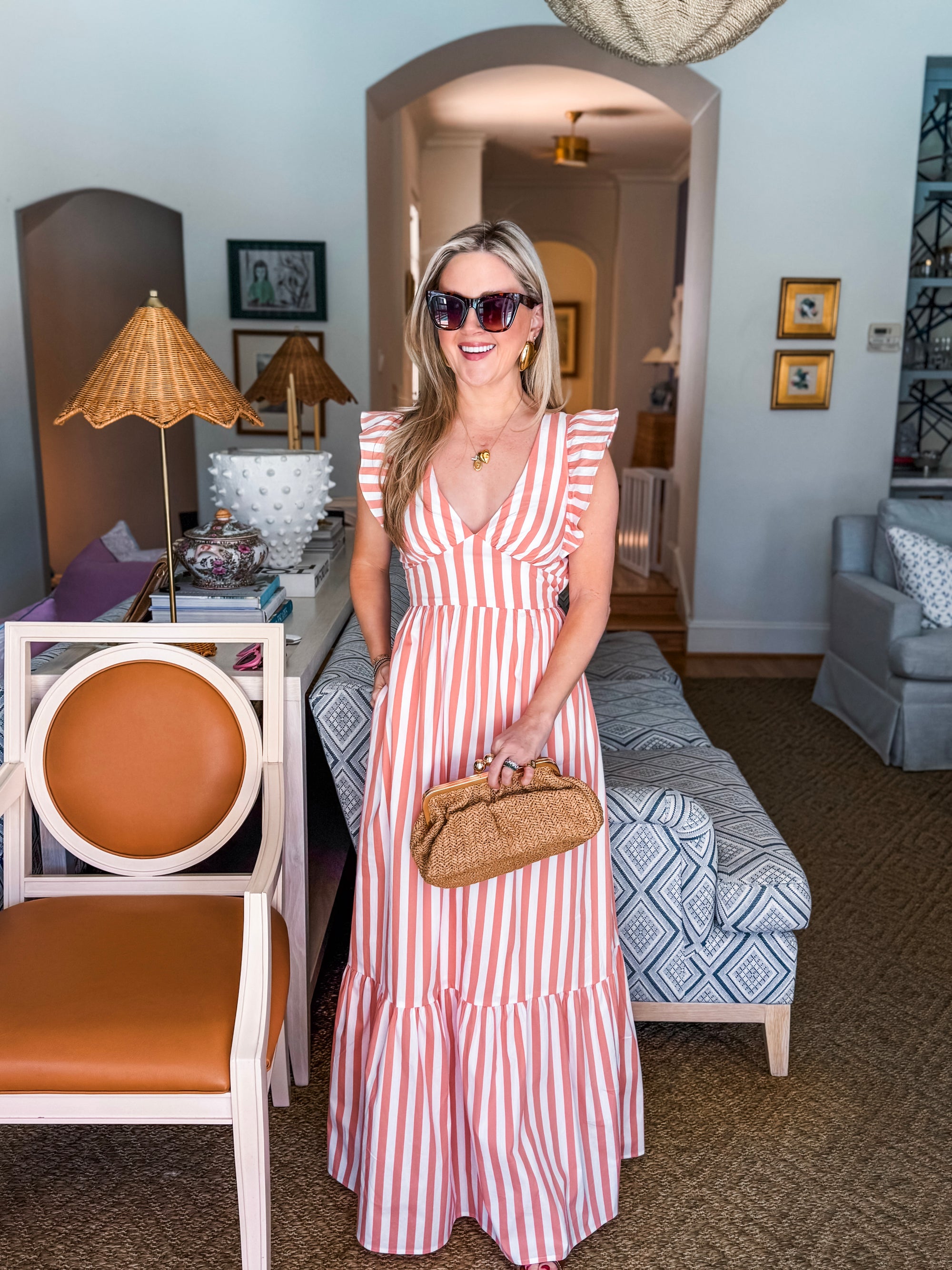 Coral Crush Tie Back Maxi Dress