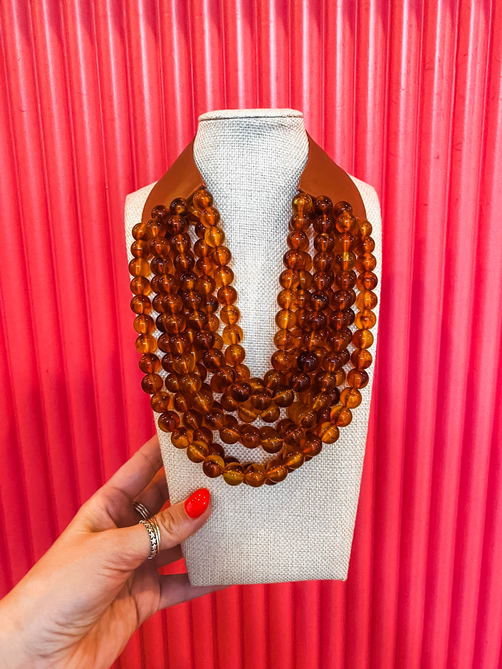 Chunky Beaded Necklace-Tortoise
