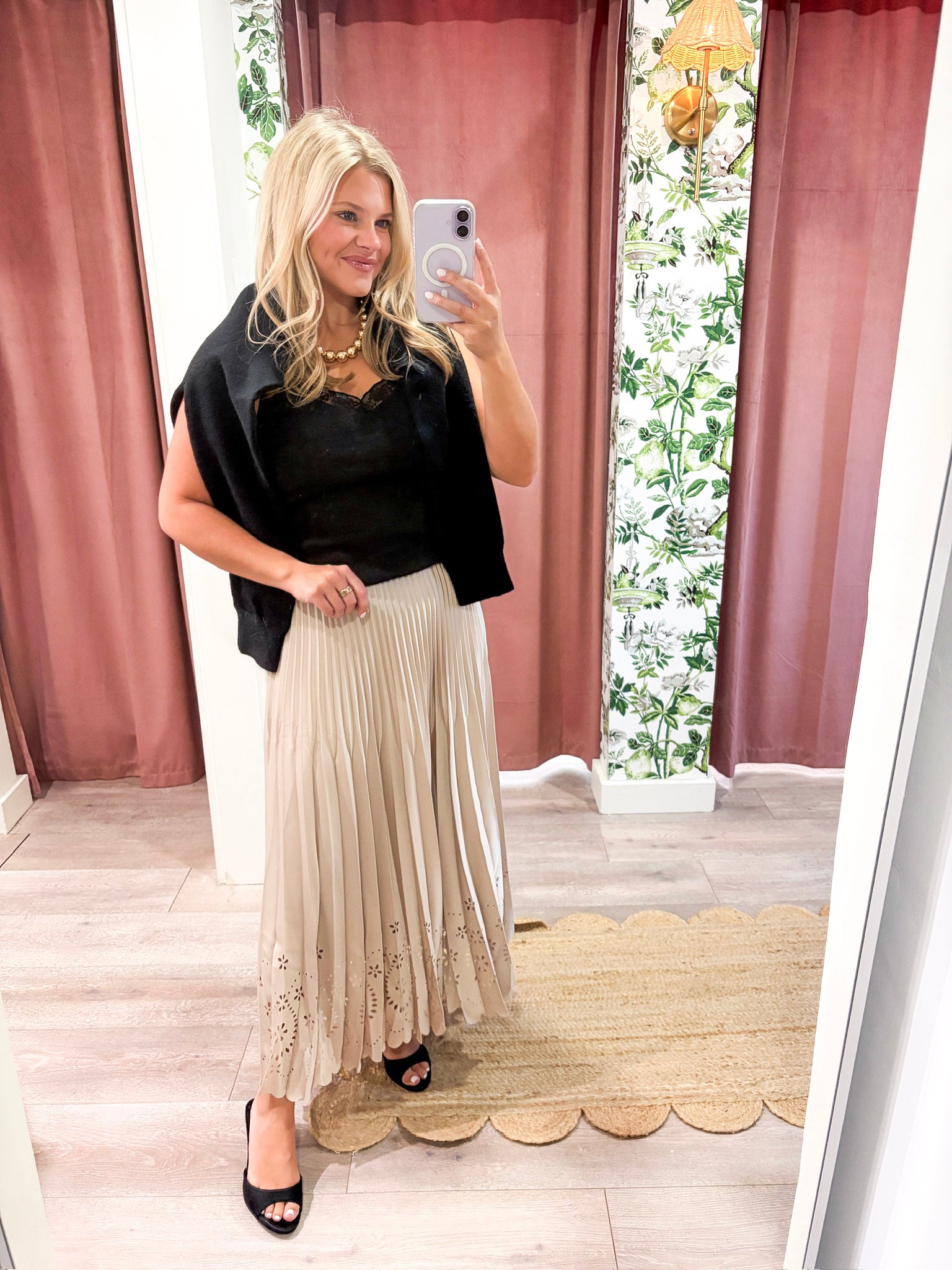 Amour Pleated Midi Skirt