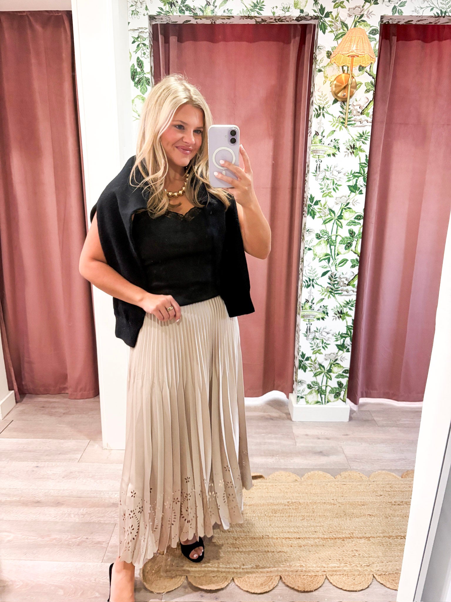 Amour Pleated Midi Skirt