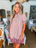 Ivy Days Striped Dress-Rust