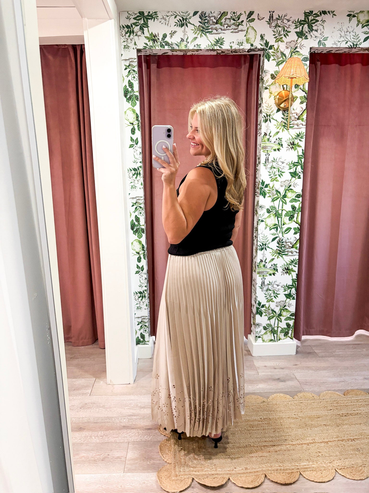 Amour Pleated Midi Skirt