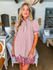 Ivy Days Striped Dress-Rust