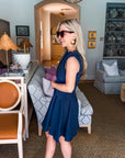 Sweet Afternoons Mini Dress-Navy