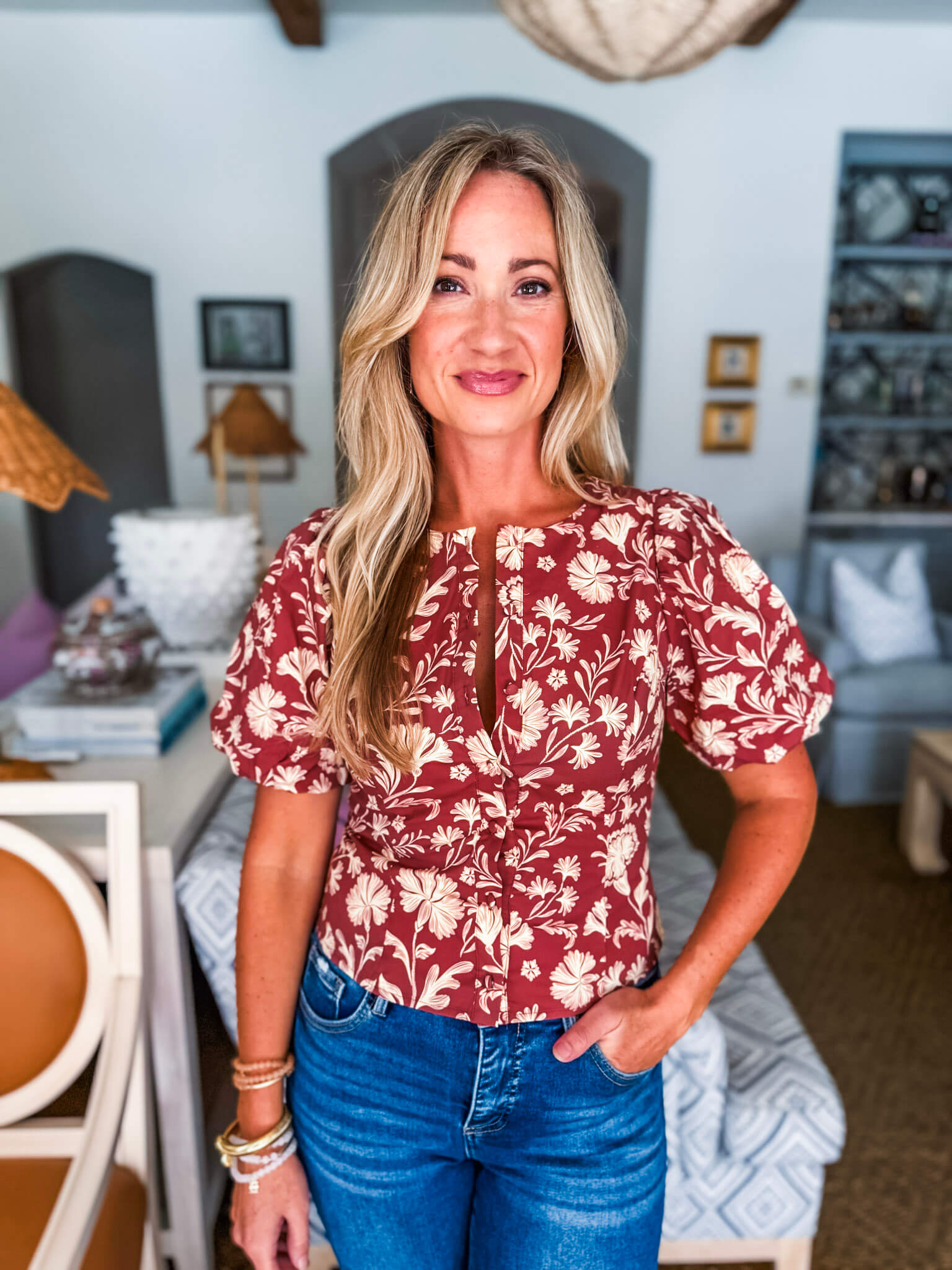 Falling Hard Floral Button Down Top