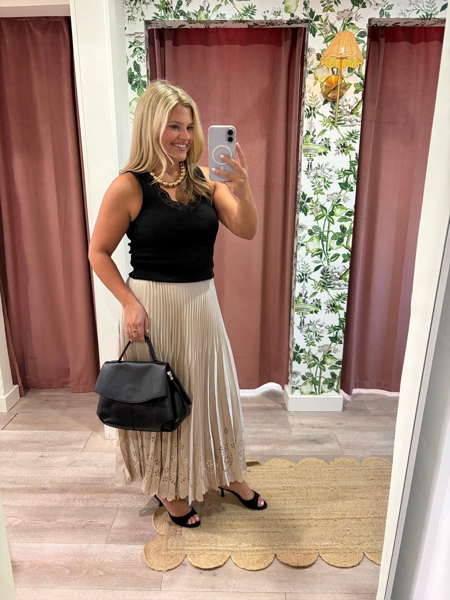 Amour Pleated Midi Skirt