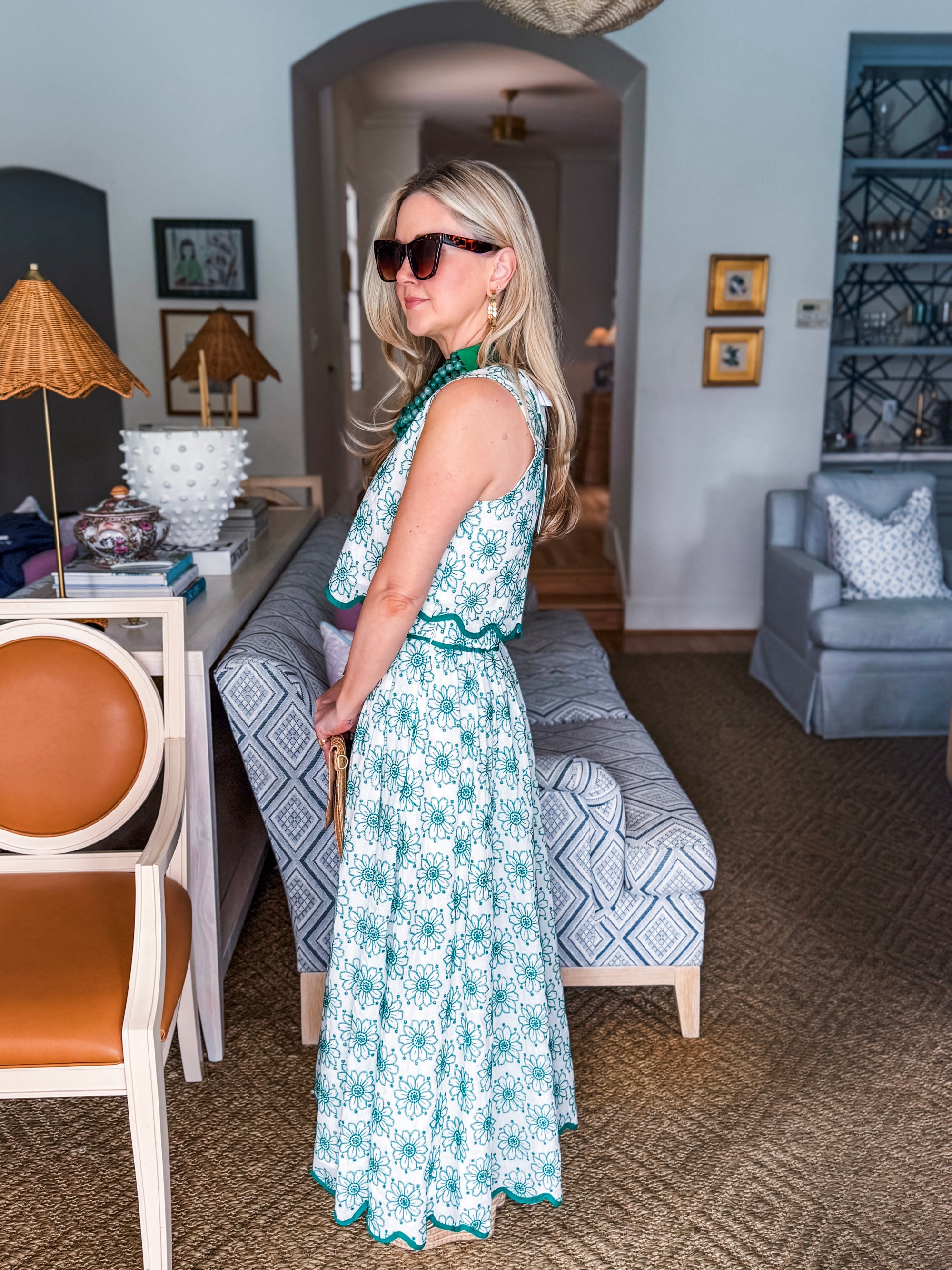 Floral Breeze Embroidered Skirt Set