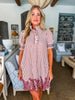 Ivy Days Striped Dress-Rust