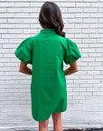 Floral Majesty Shift Mini Dress-Kelly Green