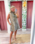 Huntress Jacquard Mini Dress-Taupe