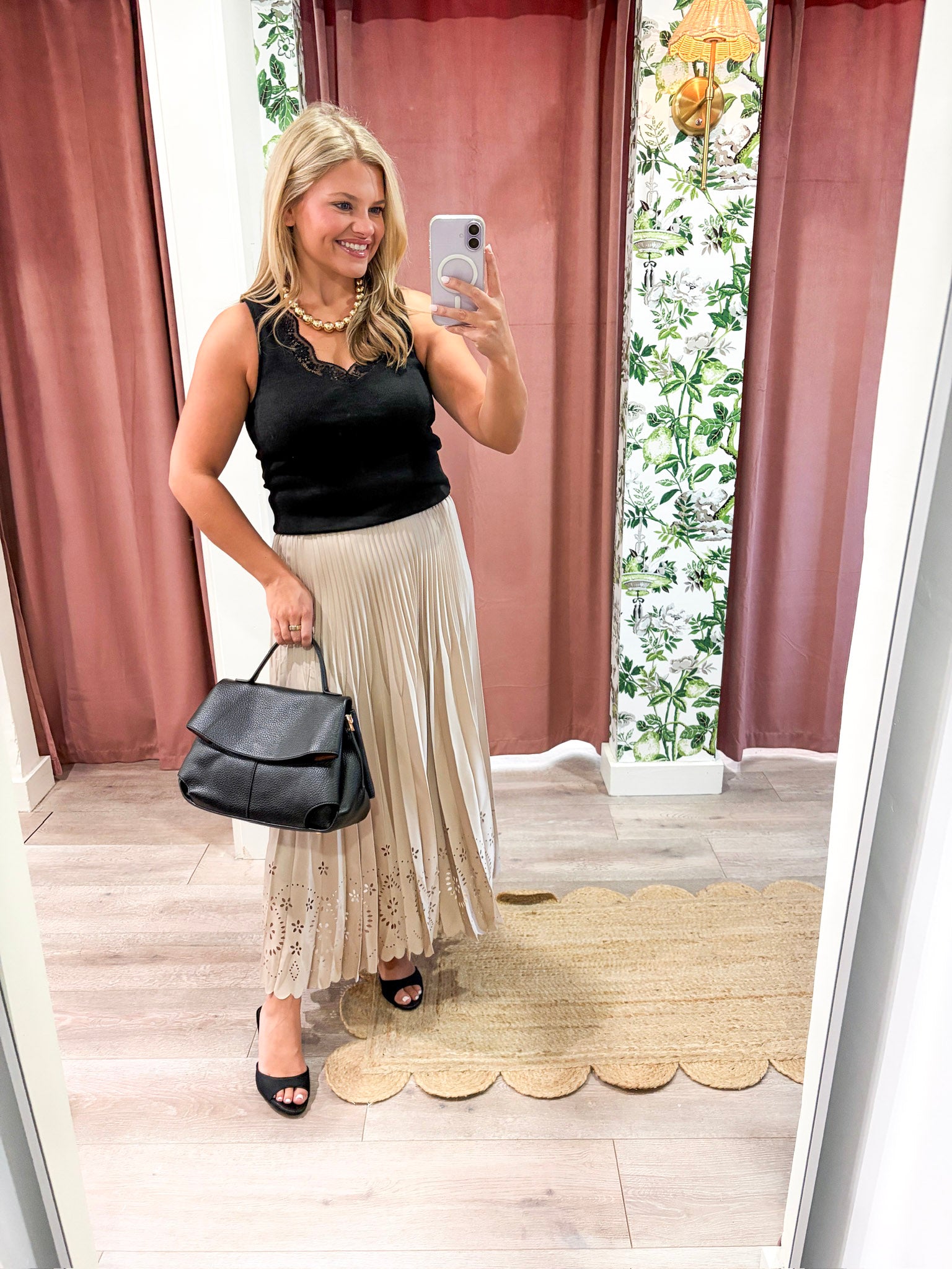 Amour Pleated Midi Skirt