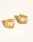 Solenne Square Earrings-White