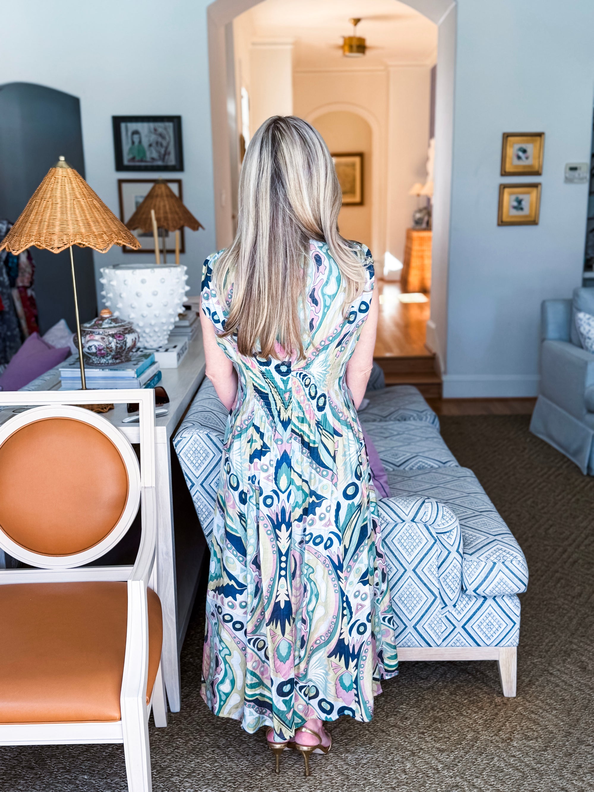 Sedonia Sunset Midi Dress-Navy/Mint