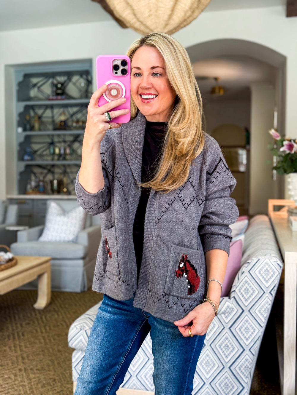 Horse Knit Sweater-Dark Gray