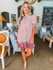 Ivy Days Striped Dress-Rust