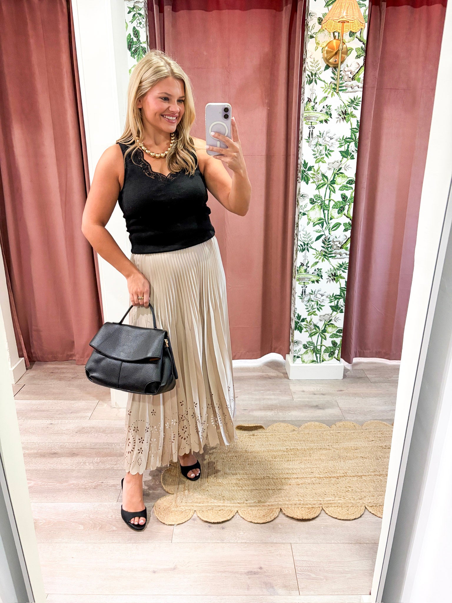 Amour Pleated Midi Skirt