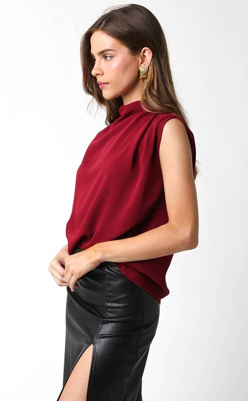 Polished Affair Top-Burgundy