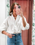 Chalet Button Down Top-White