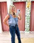 Vintage Grace Embroidered Top-Dusty Blue