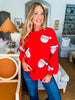 Sequin Santa Pullover- Red