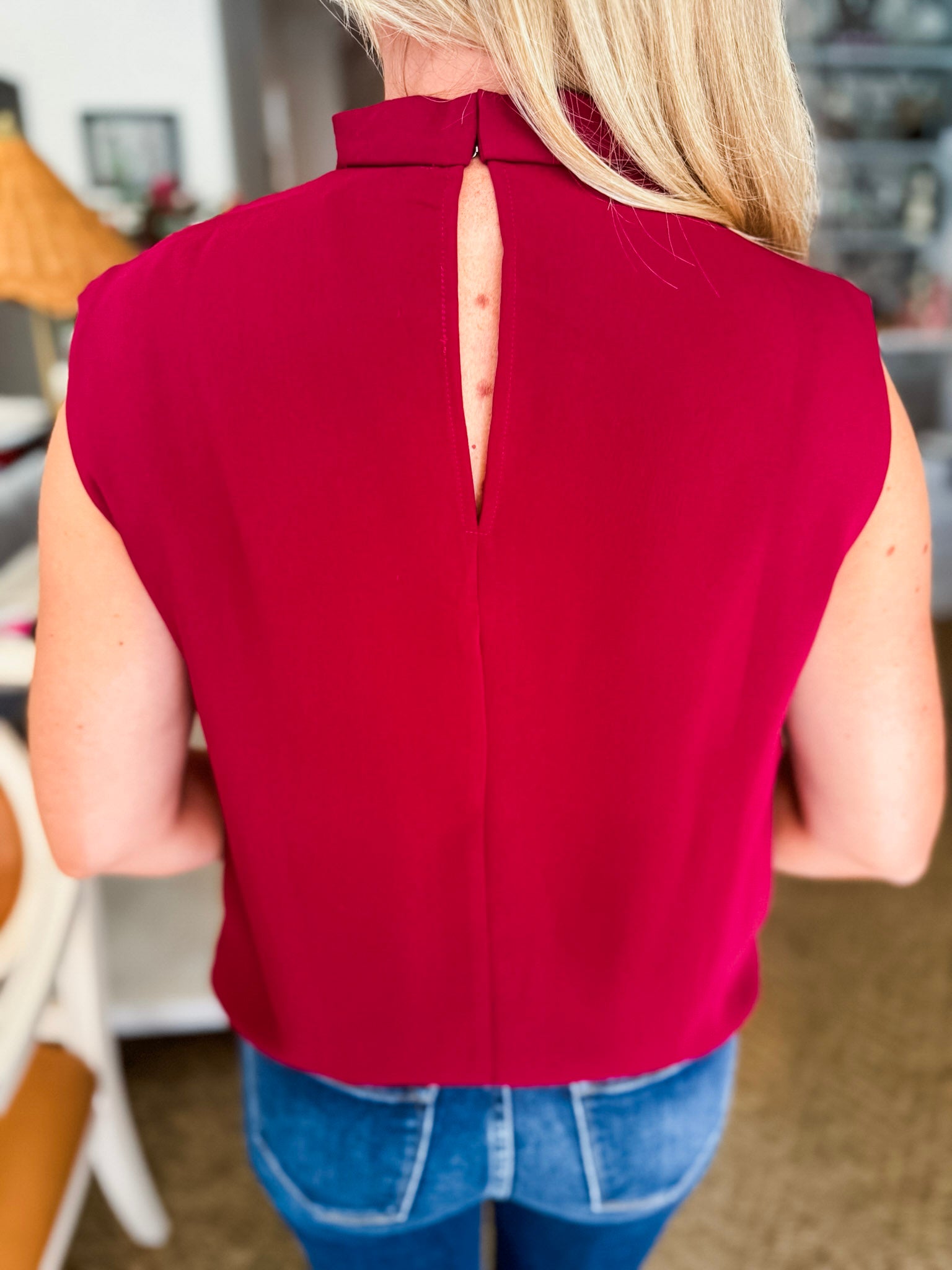 Polished Affair Top-Burgundy