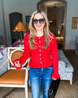 Falling for Cozy Knit Cardigan-Poppy Red