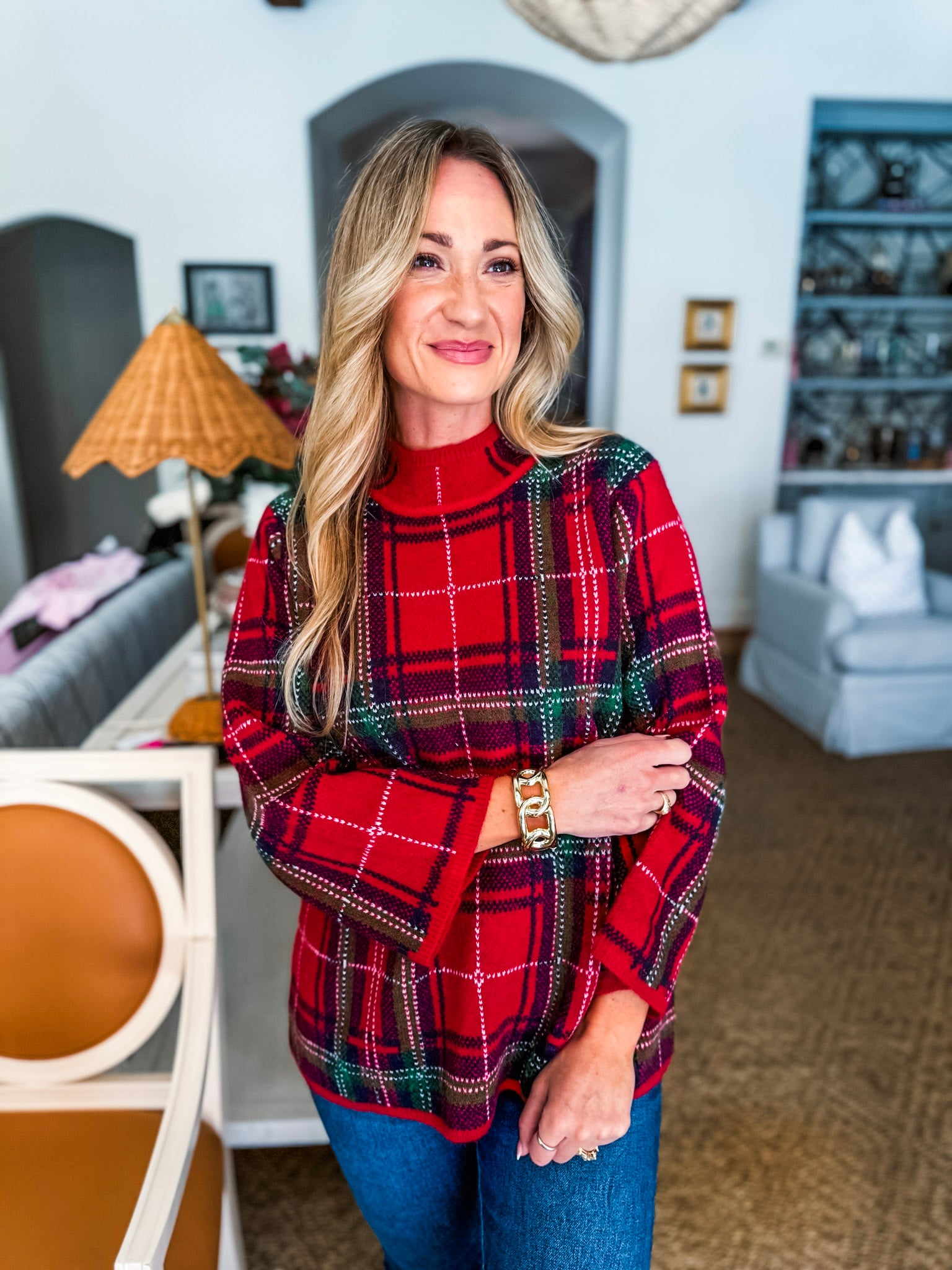 Tree Topper Plaid Top-Red