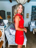 Bonjour Babe Collar Dress-Red