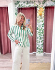 Everly Stripe Top-Green