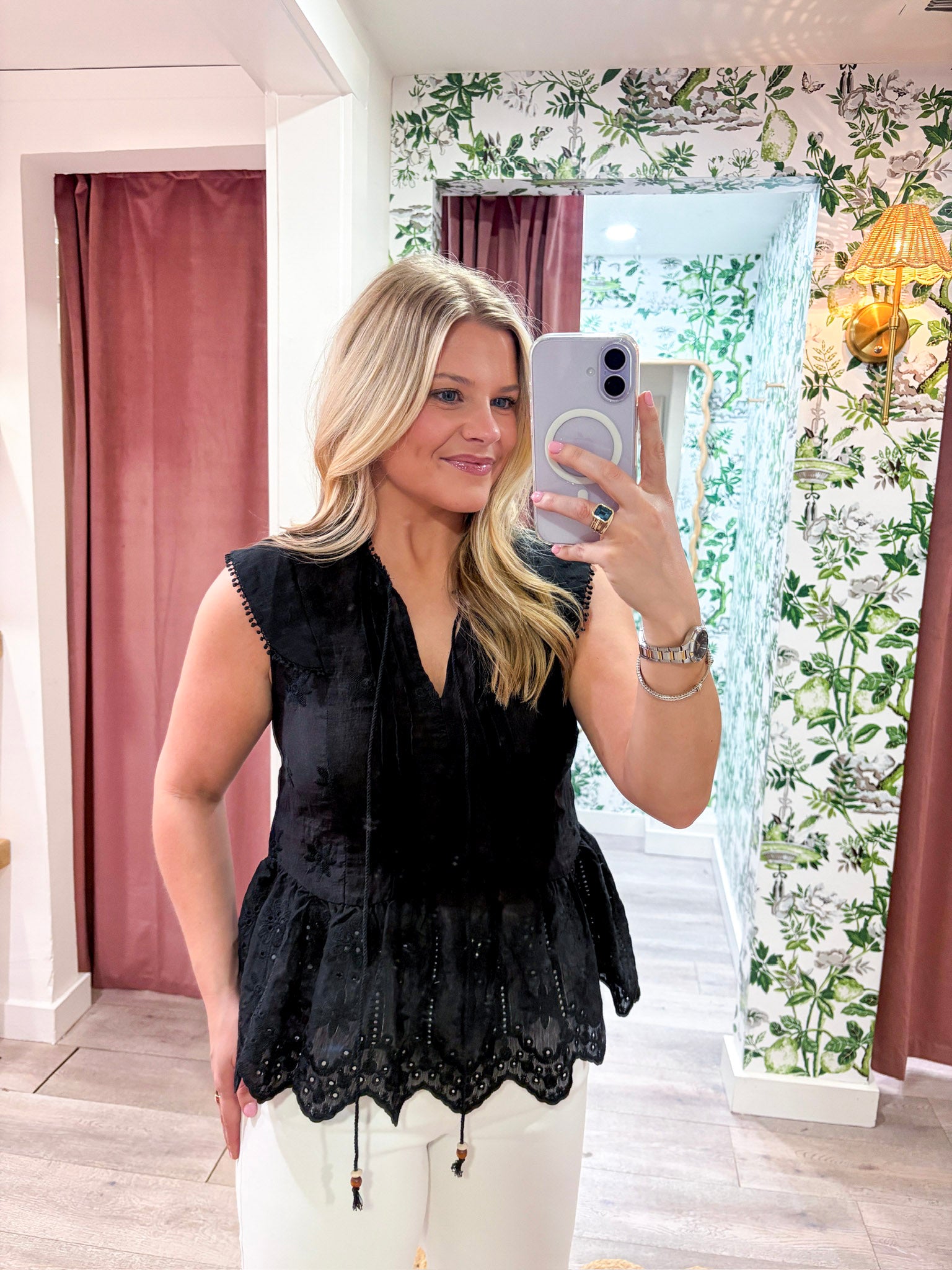 Lady Luck Embroidered Peplum Top