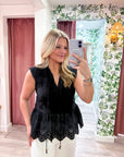 Lady Luck Embroidered Peplum Top