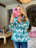 In the Palms Top-Teal Blue