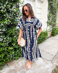 Sunkissed Glow Midi Dress- Navy/Cream