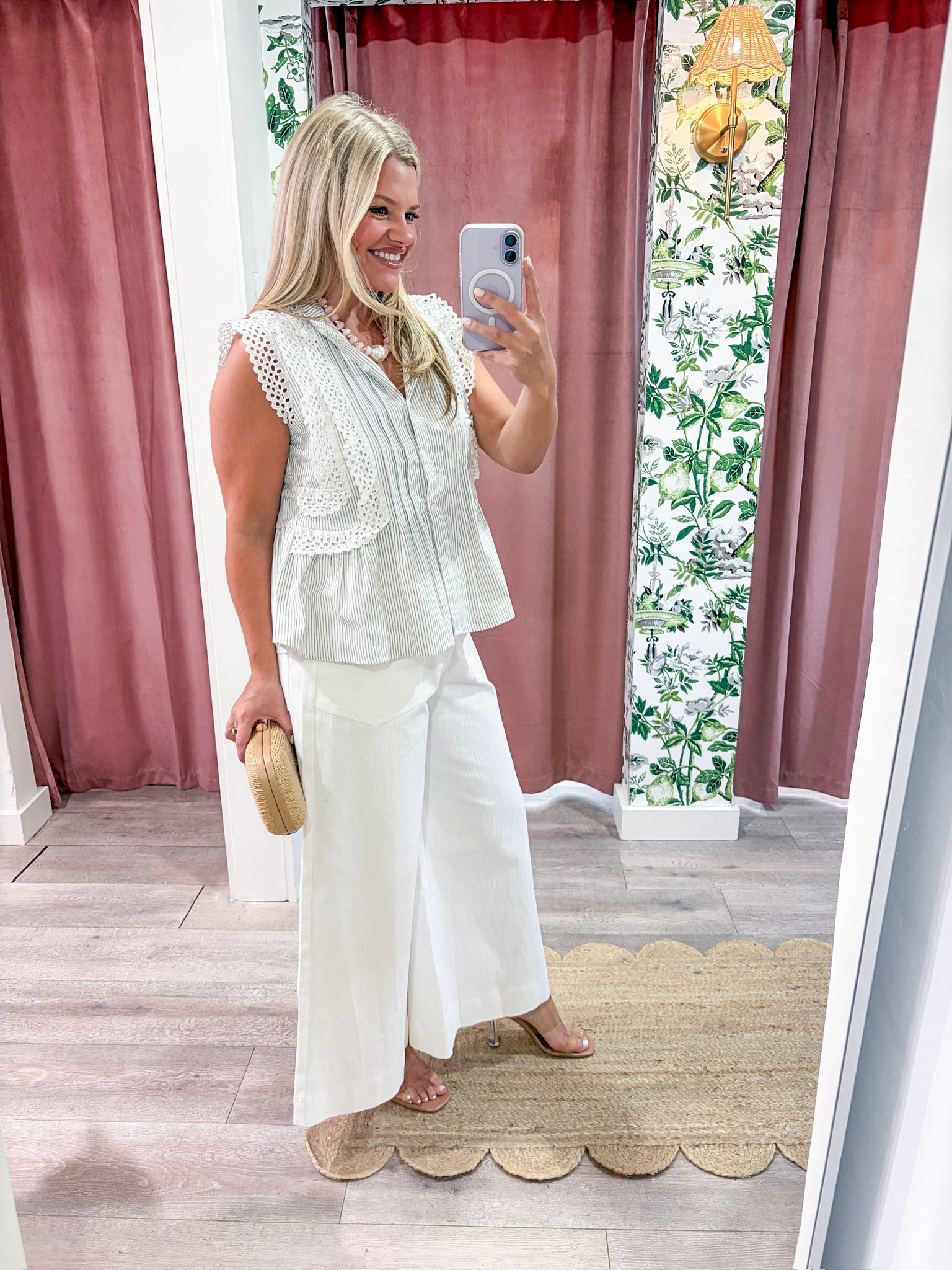 Harbor Heirloom Top-White/Gray