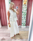 Harbor Heirloom Top-White/Gray