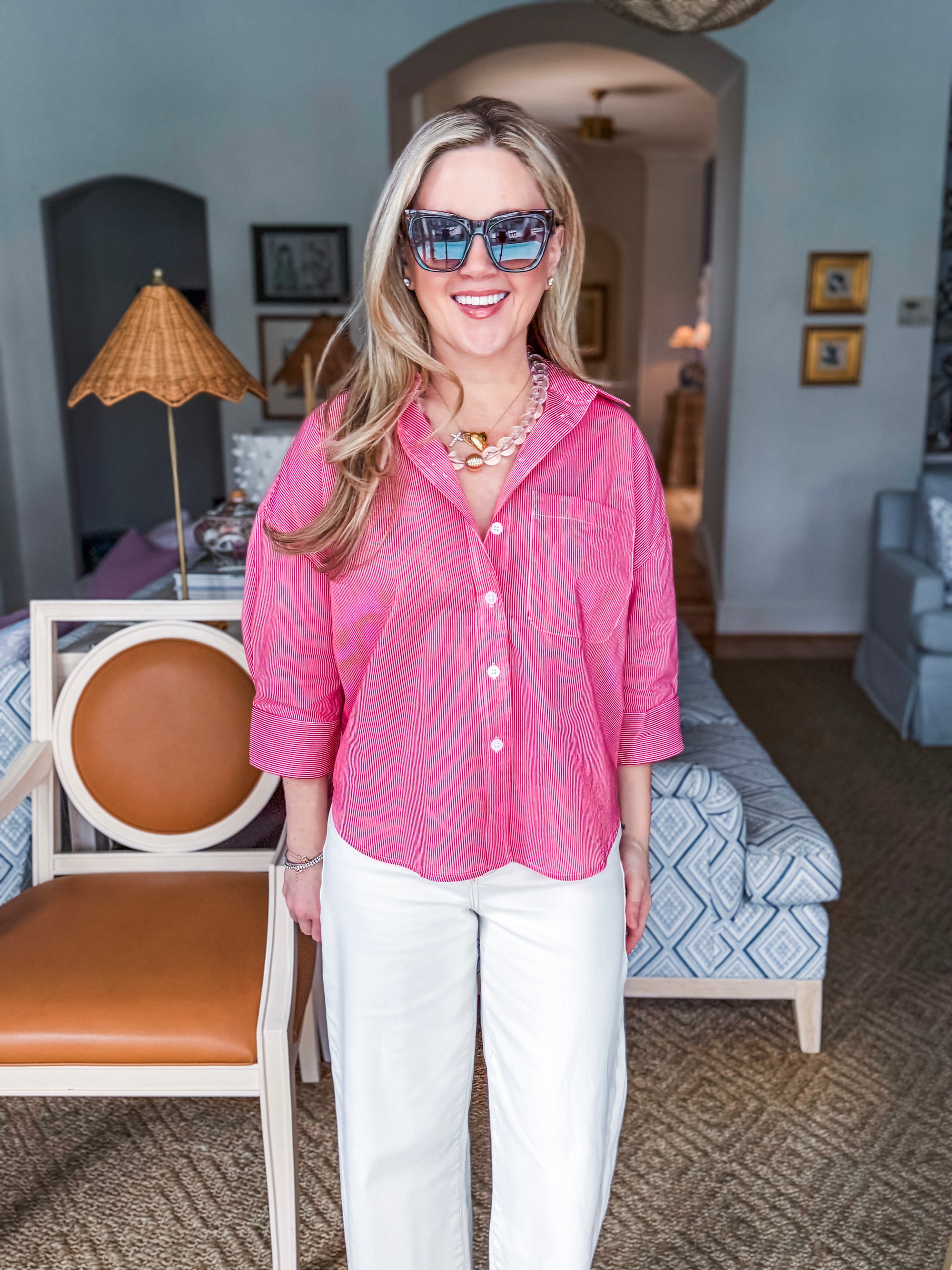 The Bellemar Striped Top- Red