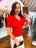 Midtown Meetup Sweater Top- Red