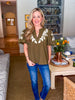 Vintage Bungalow Embroidered Top-Olive
