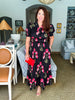 Simply Lovely Floral Midi Dress-Black