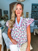 Peony Fields Flutter Sleeve Top