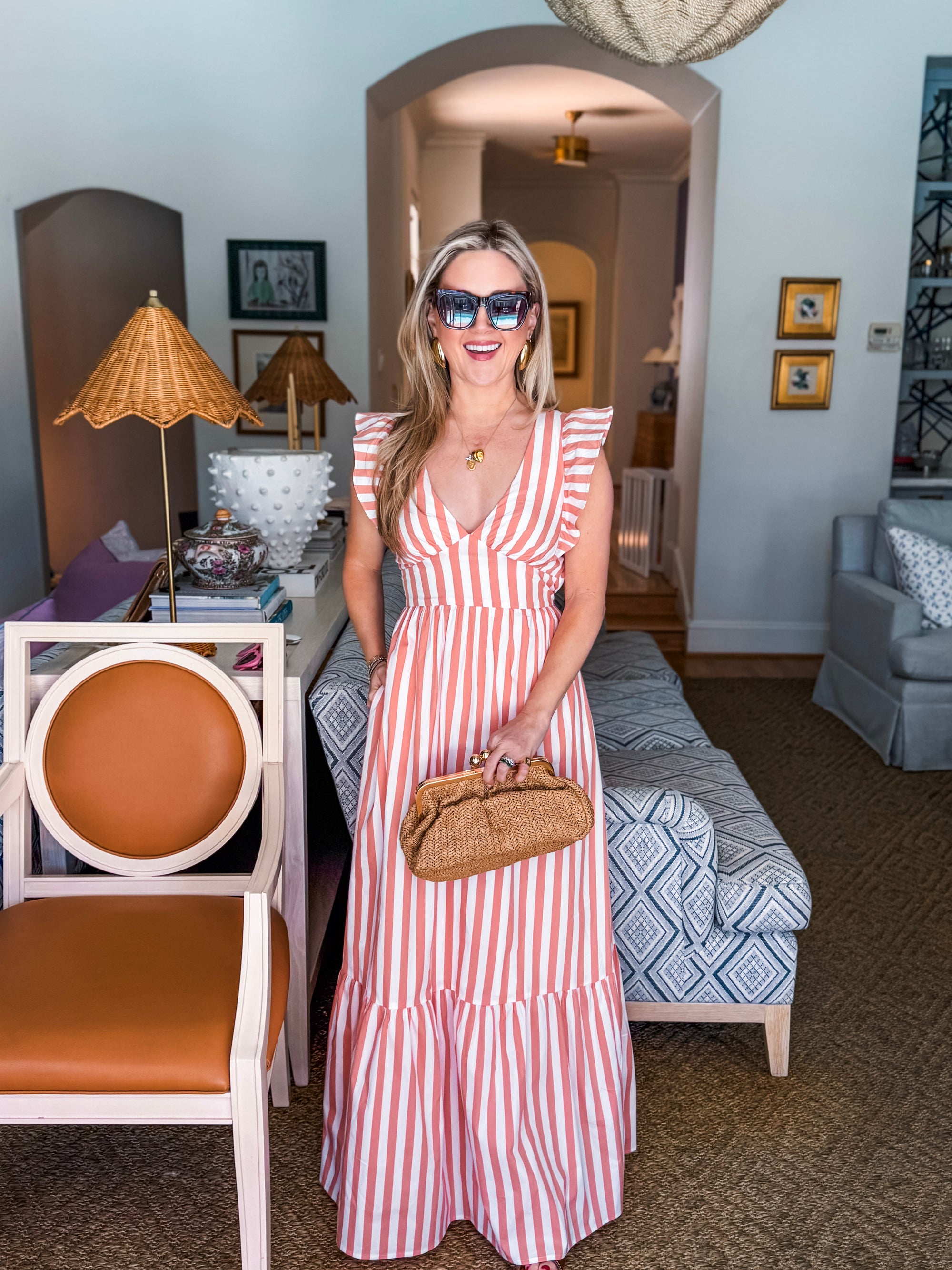 Coral Crush Tie Back Maxi Dress