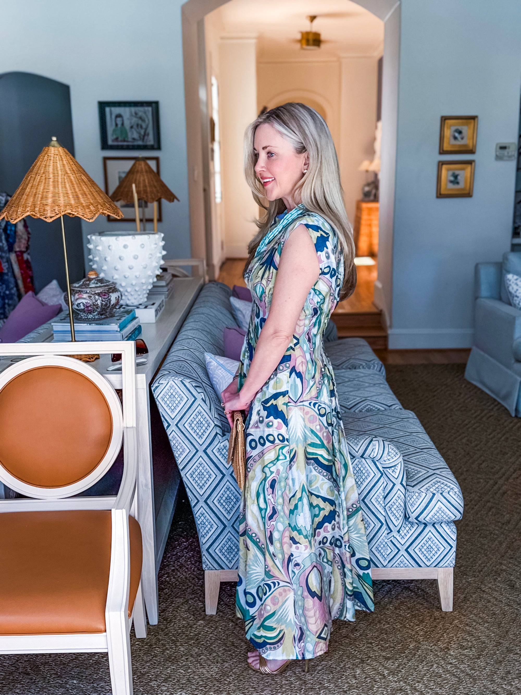 Sedonia Sunset Midi Dress-Navy/Mint